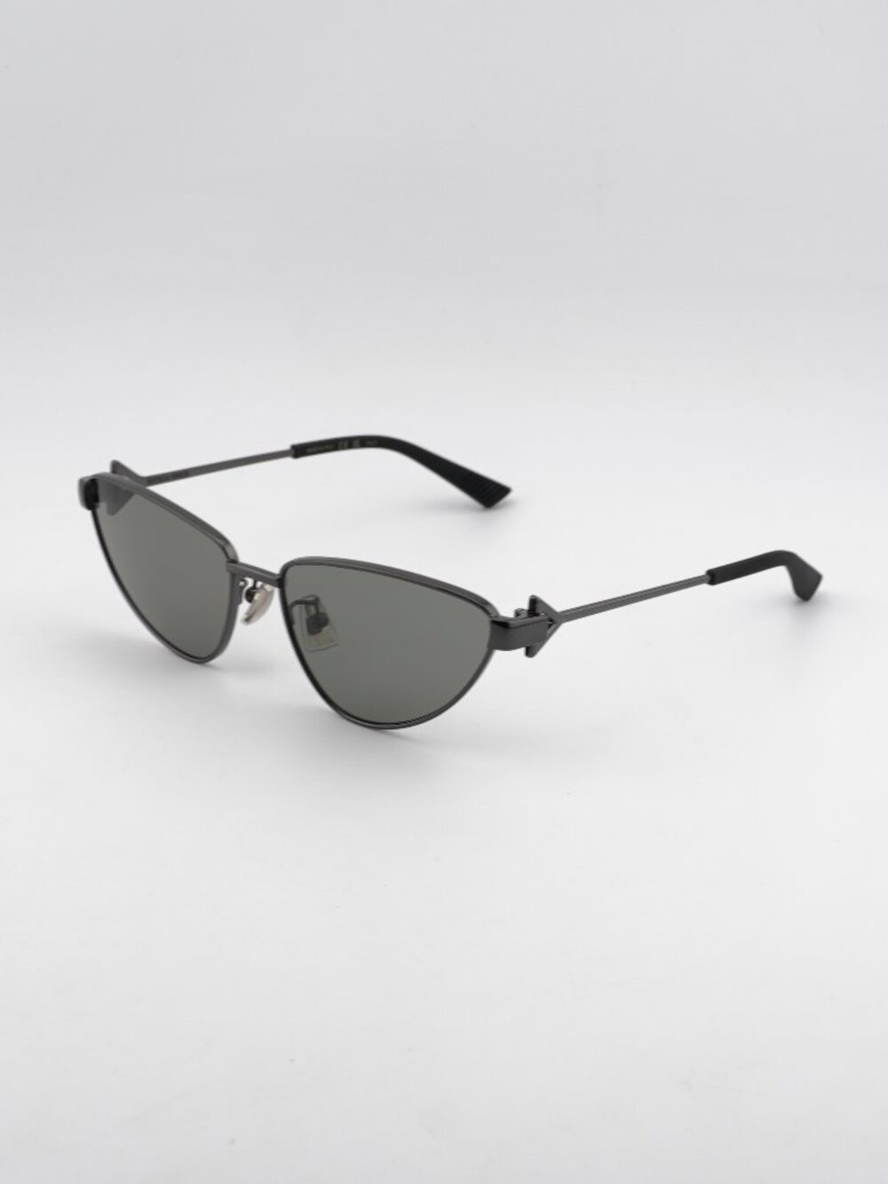 Bottega Veneta BV1186S 001 Sunglasses Ruthenium Cat Eye Frame, Grey Lenses